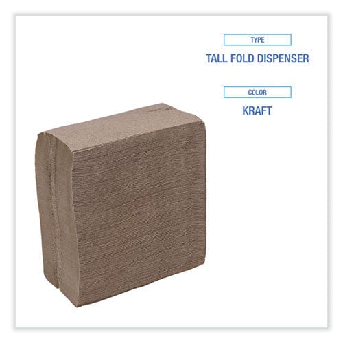 Boardwalk Tall Fold Dispenser Napkins 1-ply 13 X 6 Kraft 500/pack 20 Packs/carton - Food Service - Boardwalk®