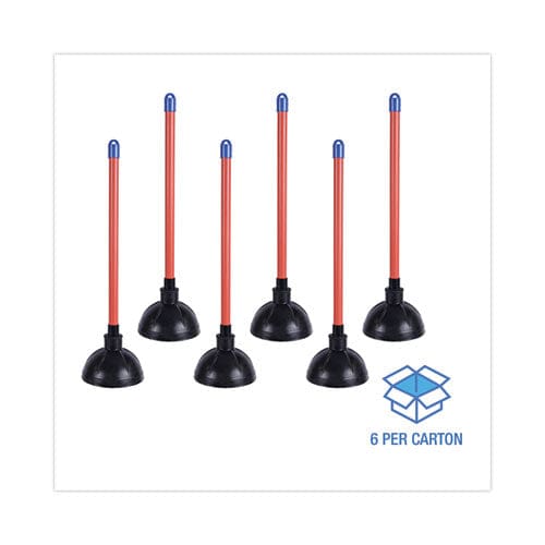 Boardwalk Toilet Plunger 18 Plastic Handle 5.63 Dia Red/black 6/carton - Janitorial & Sanitation - Boardwalk®