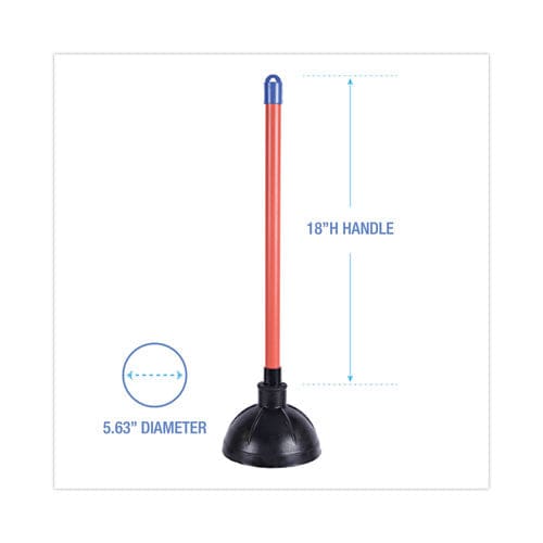 Boardwalk Toilet Plunger 18 Plastic Handle 5.63 Dia Red/black 6/carton - Janitorial & Sanitation - Boardwalk®