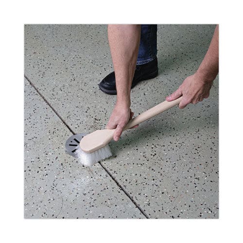 Boardwalk Utility Brush Cream Nylon Bristles 5.5 Brush 14.5 Tan Plastic Handle - Janitorial & Sanitation - Boardwalk®