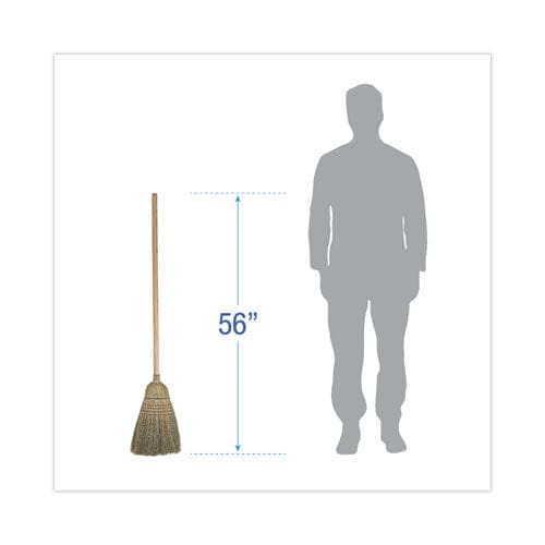 Boardwalk Warehouse Broom Corn Fiber Bristles 56 Overall Length Natural 12/carton - Janitorial & Sanitation - Boardwalk®