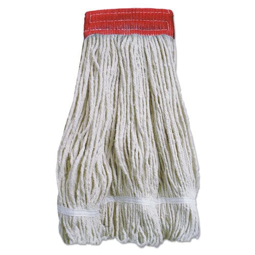 Boardwalk Wideband Looped-end Mop Heads 20 Oz Natural W/red Band 12/carton - Janitorial & Sanitation - Boardwalk®