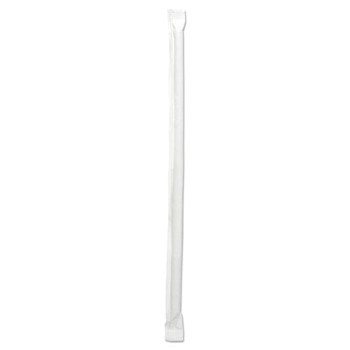 Boardwalk Wrapped Jumbo Straws 7.75 Plastic White/red Stripe 400/pack 25 Packs/carton - Food Service - Boardwalk®