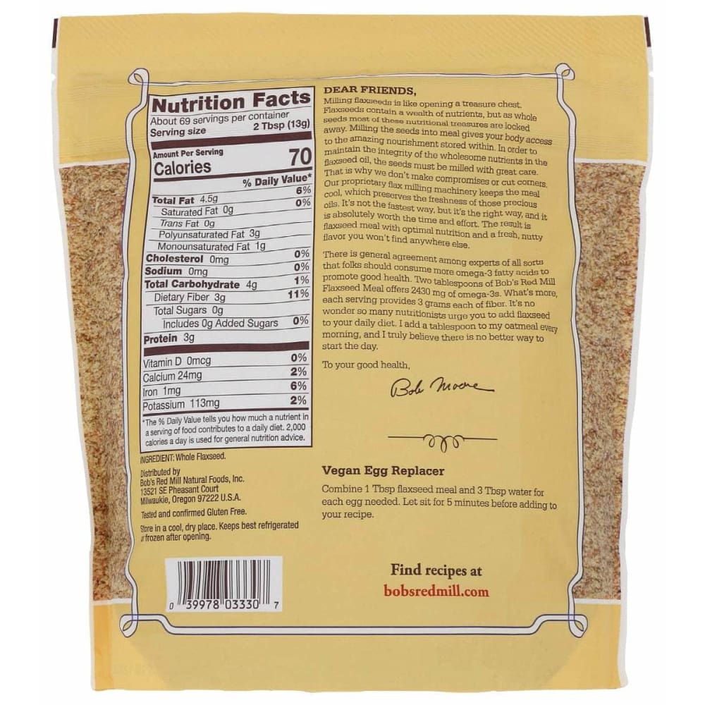 BOBS RED MILL Grocery > Meal Ingredients > Grains BOBS RED MILL: Flaxseed Meal, 32 oz