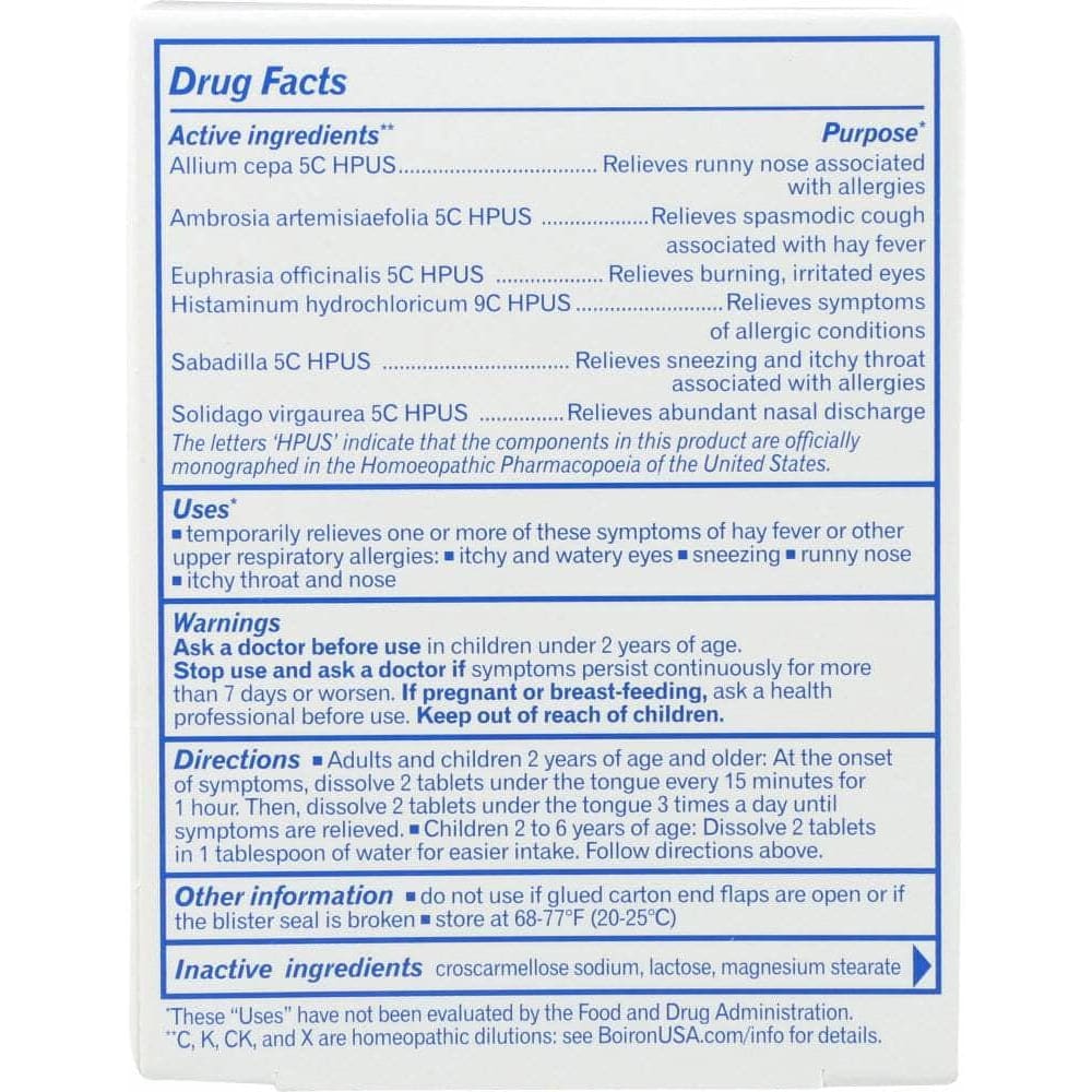 BOIRON Boiron Rhinallergy Tablets, 60 Tb