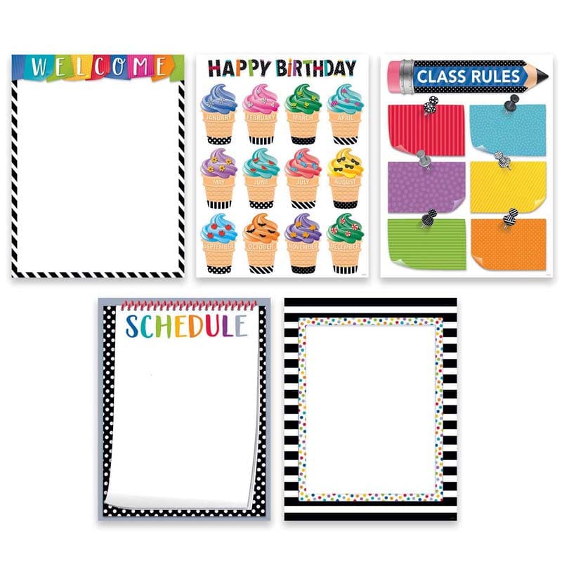 Bold Bright 5 Chart Pack Classroom Essentials (Pack of 2) - Classroom Theme - Creative Teaching Press
