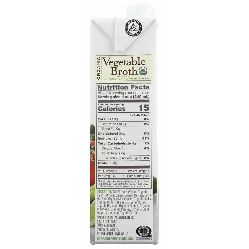 BONAFIDE Grocery > Soups & Stocks BONAFIDE: Broth Vegetable Og, 32 fo