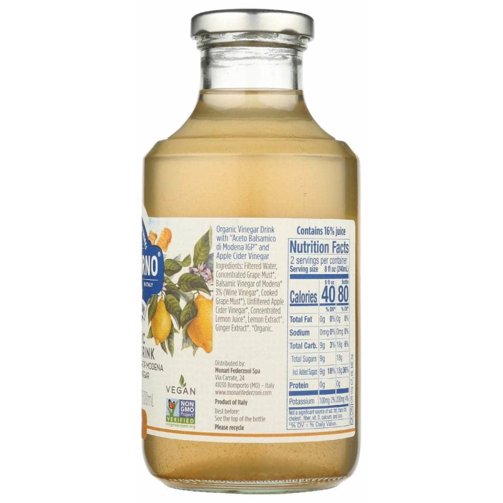 BONGIORNO Grocery > Beverages BONGIORNO: Organic Vinegar Drink Lemon and Ginger, 16.9 fo