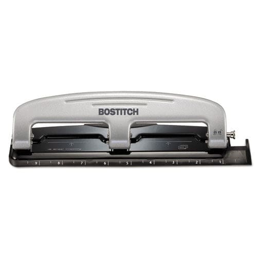 Bostitch 40-sheet Ez Squeeze Three-hole Punch 9/32 Holes Black/silver - School Supplies - Bostitch®