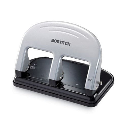 Bostitch 40-sheet Ez Squeeze Three-hole Punch 9/32 Holes Black/silver - School Supplies - Bostitch®