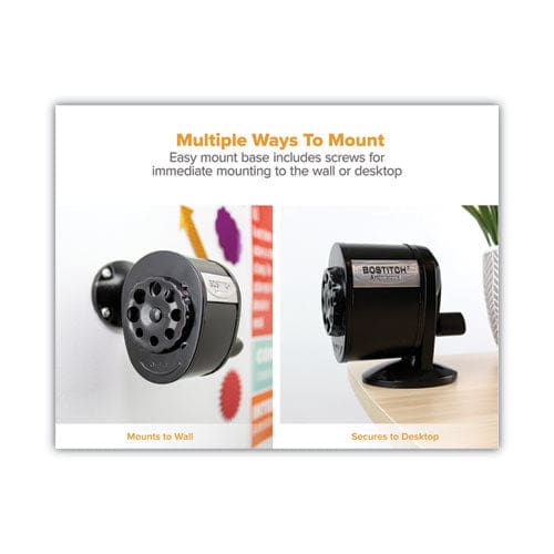 Bostitch Antimicrobial Manual Pencil Sharpener Manually-powered 5.44 X 2.69 X 4.33 Black - School Supplies - Bostitch®