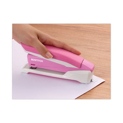 Bostitch Incourage Spring-powered Desktop Stapler With Antimicrobial Protection 20-sheet Capacity Pink/gray - School Supplies - Bostitch®