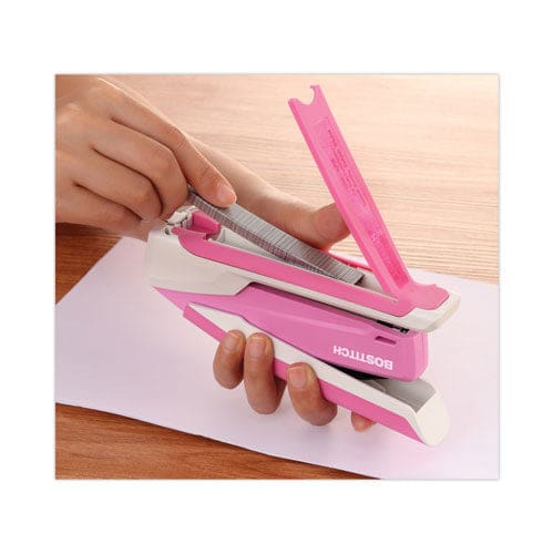 Bostitch Incourage Spring-powered Desktop Stapler With Antimicrobial Protection 20-sheet Capacity Pink/gray - School Supplies - Bostitch®