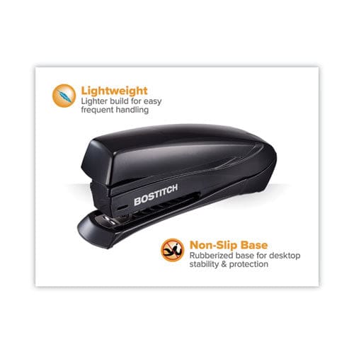 Bostitch Inspire Spring-powered Full-strip Stapler 20-sheet Capacity Black - School Supplies - Bostitch®