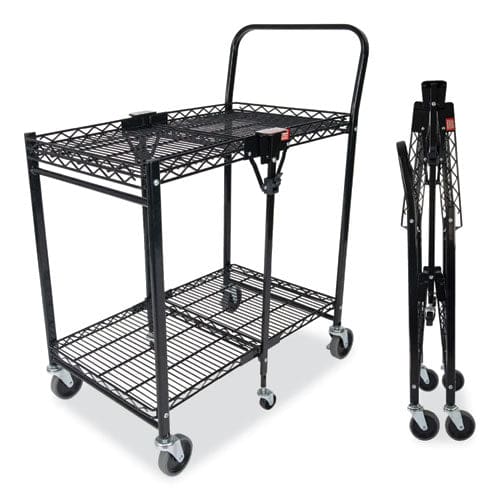 Bostitch Stowaway Folding Carts Metal 2 Shelves 250 Lb Capacity 29.63 X 37.25 X 18 Black - Janitorial & Sanitation - Bostitch®