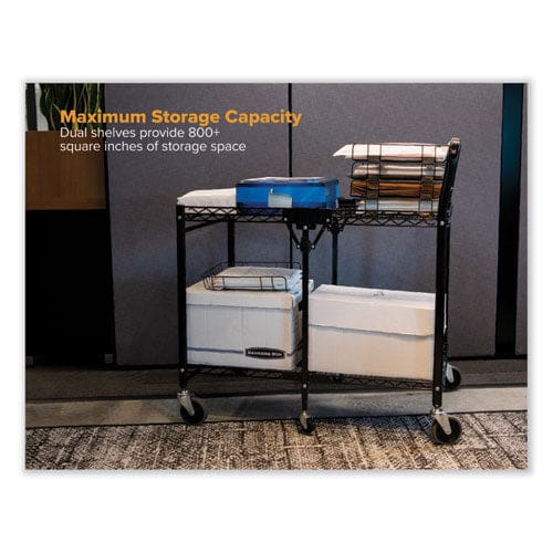 Bostitch Stowaway Folding Carts Metal 2 Shelves 250 Lb Capacity 29.63 X 37.25 X 18 Black - Janitorial & Sanitation - Bostitch®