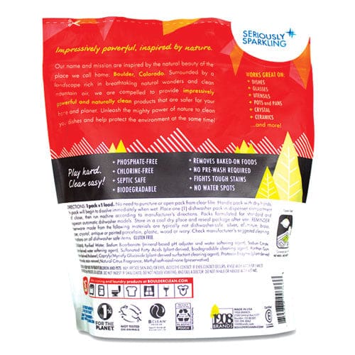 Boulder Clean Dishwasher Detergent Power Packs Citrus Zest 48 Tab Pouch - Janitorial & Sanitation - Boulder Clean