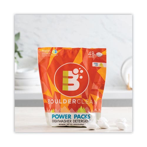 Boulder Clean Dishwasher Detergent Power Packs Citrus Zest 48 Tab Pouch - Janitorial & Sanitation - Boulder Clean