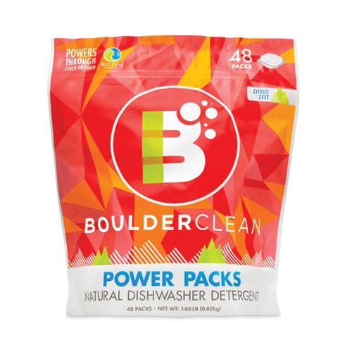 Boulder Clean Dishwasher Detergent Power Packs Citrus Zest 48 Tab Pouch - Janitorial & Sanitation - Boulder Clean