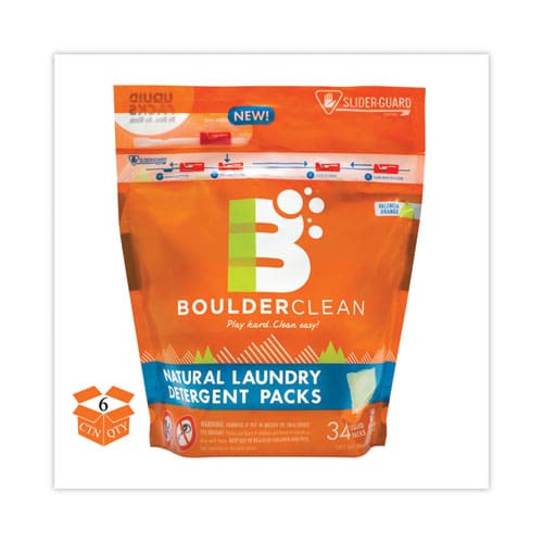 Boulder Clean Laundry Detergent Packs Valencia Orange 34/pouch 6 Pouches/carton - Janitorial & Sanitation - Boulder Clean