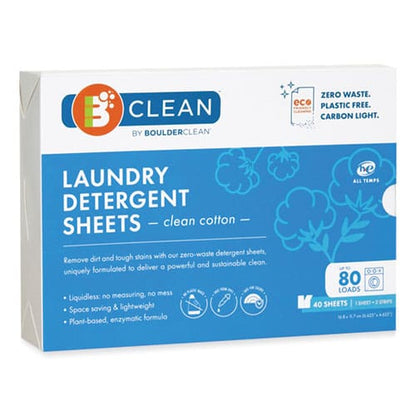 Boulder Clean Laundry Detergent Sheets Clean Cotton 40/pack - Janitorial & Sanitation - Boulder Clean