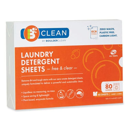 Boulder Clean Laundry Detergent Sheets Free And Clear 40/pack - Janitorial & Sanitation - Boulder Clean