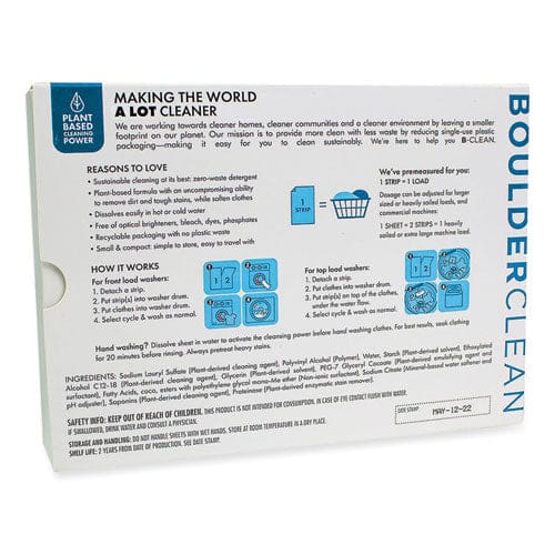 Boulder Clean Laundry Detergent Sheets Free And Clear 40/pack - Janitorial & Sanitation - Boulder Clean