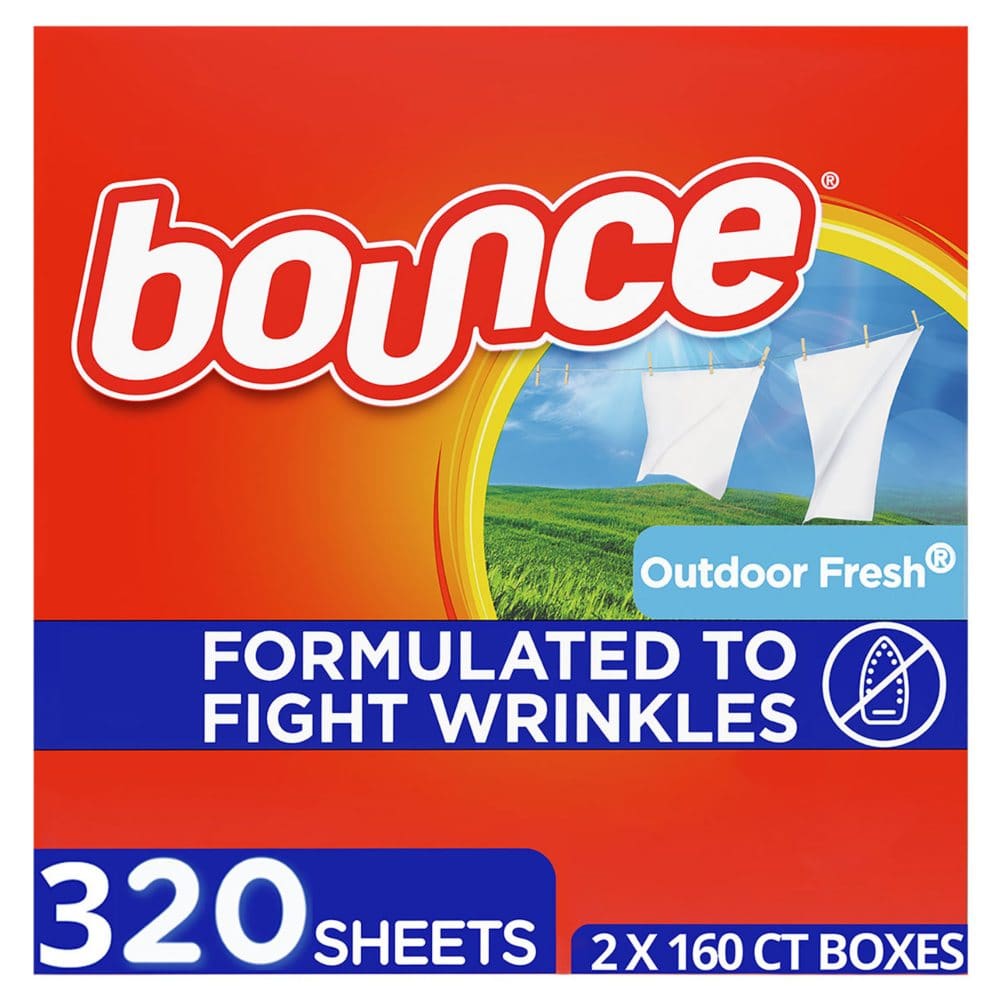 Bounce Fabric Softener Dryer Sheet Outdoor Fresh (2 x 160 ct.) - Laundry Supplies - Bounce Fabric