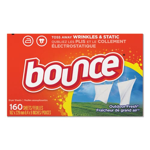 Bounce Fabric Softener Sheets Outdoor Fresh 160 Sheets/box 6 Boxes/carton - Janitorial & Sanitation - Bounce®