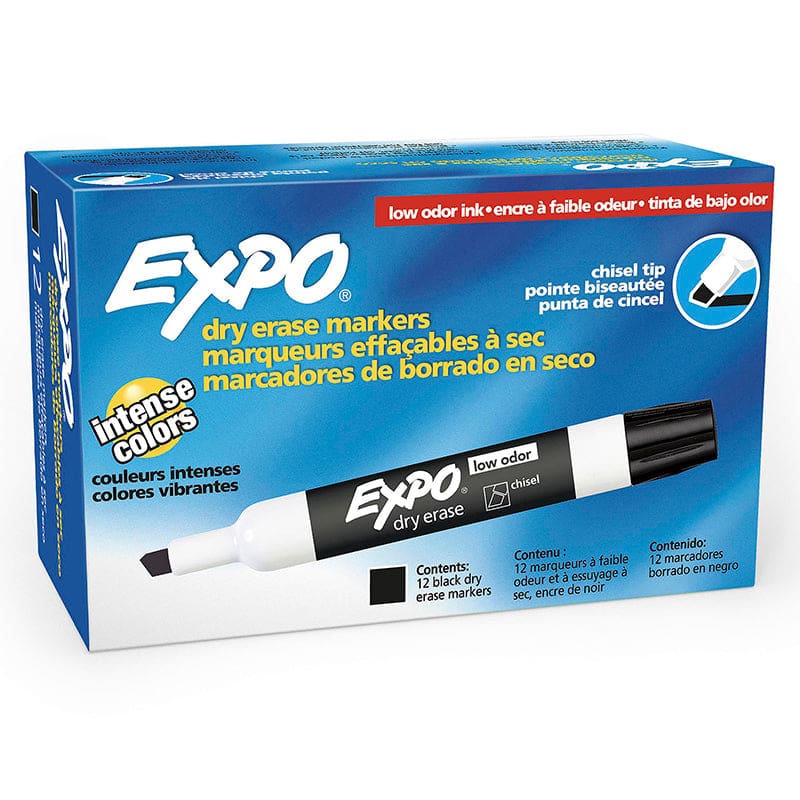 Box Of 12 Black Expo Low Odor Dry Erase Chisel Tip Markers - Markers - Newell Brands Distribution LLC