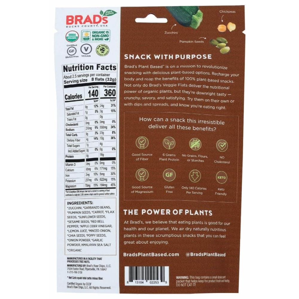 BRADS PLANT BASED Brads Plant Based Veggie Flats Everything Zucchini, 3 Oz