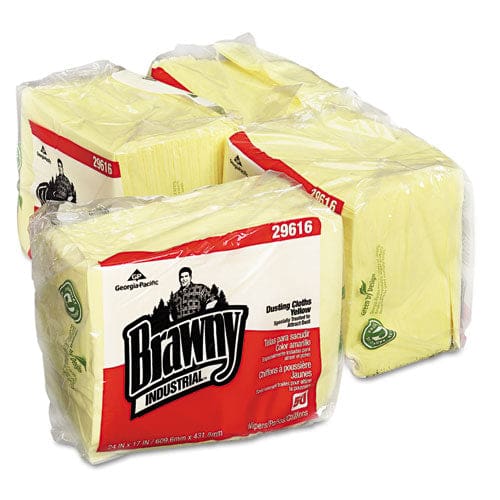 Brawny Professional Dusting Cloths Quarterfold 17 X 24 Yellow 50/pack 4 Packs/carton - Janitorial & Sanitation - Brawny® Professional