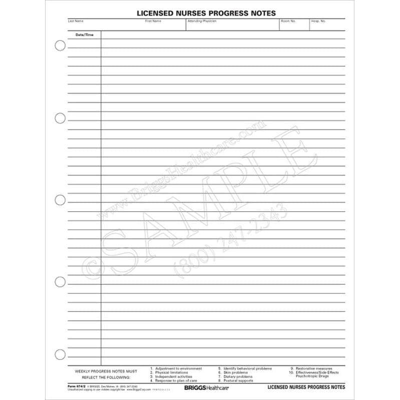 Briggs Nurses Notes 5-Hole Side Punched P100 - Nursing Supplies >> Nursing Misc - Briggs