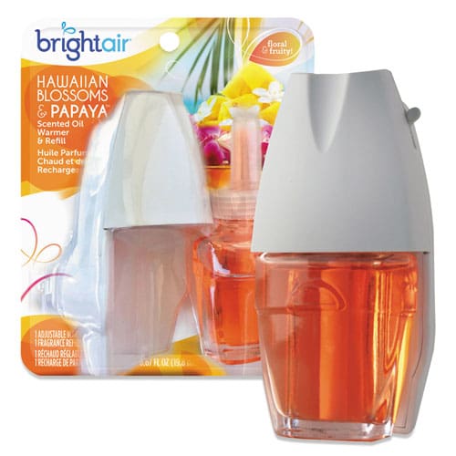 BRIGHT Air Electric Scented Oil Air Freshener Warmer And Refill Combo Hawaiian Blossoms And Papaya 0.67 Oz - Janitorial & Sanitation -