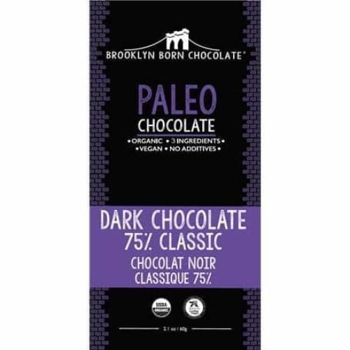 BROOKLYN BORN CHOCOLATE Grocery > Refrigerated BROOKLYN BORN CHOCOLATE: Paleo Dark Chocolate 75 Percent Bar, 2.1 oz