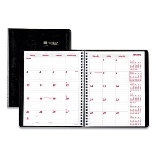 Brownline Essential Collection 14-month Ruled Monthly Planner 8.88 X 7.13 Black Cover 14-month (dec To Jan): 2022 To 2024 - School Supplies