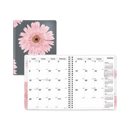 Brownline Essential Collection 14-month Ruled Monthly Planner 8.88 X 7.13 Daisy Black/pink Cover 14-month (dec To Jan): 2022 To 2023 -