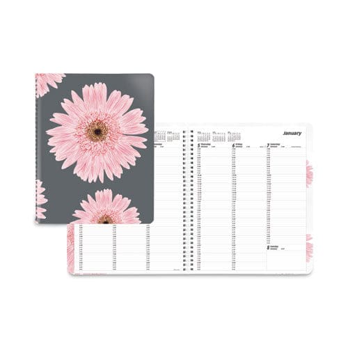 Brownline Essential Collection Weekly Appointment Book In Columnar Format 11 X 8.5 Daisy Black/pink Cover 12-month(jan To Dec): 2023 -