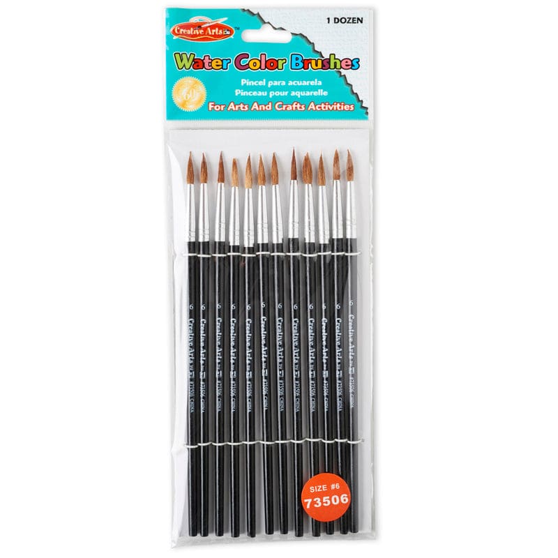 Brushes Water Color Pointed #6 11/16 Camel Hair 12 Ct (Pack of 10) - Paint Brushes - Charles Leonard