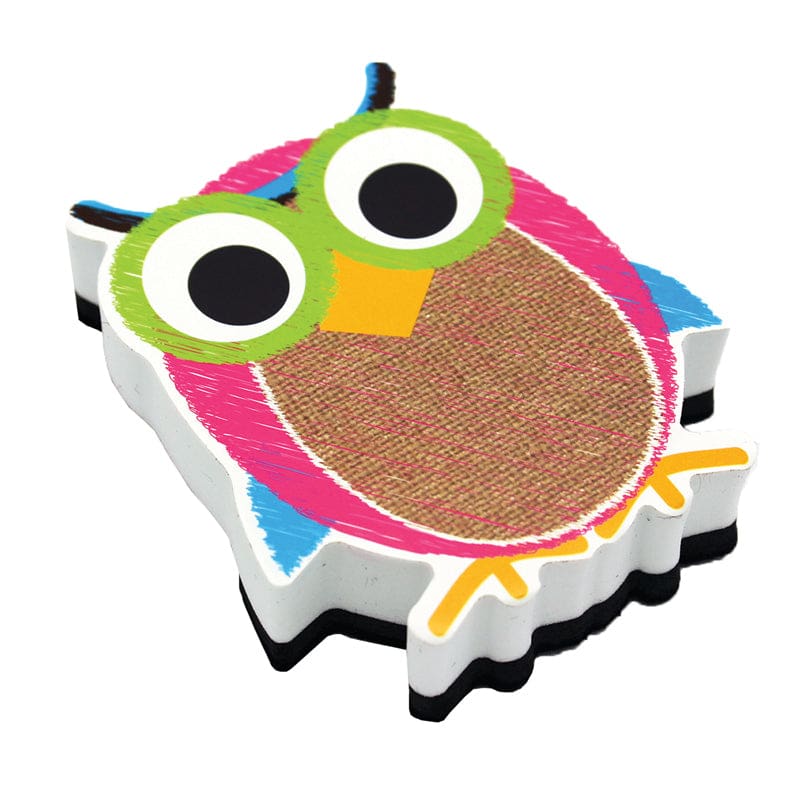 Burlap Scribble Owl Magnetic Whiteboard Eraser (Pack of 10) - Erasers - Ashley Productions