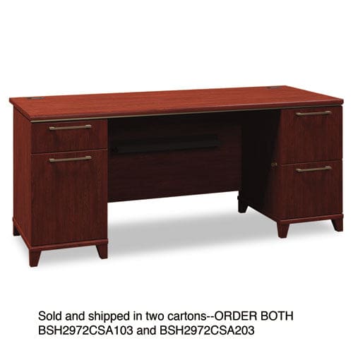 Bush Enterprise Collection Double Pedestal Desk 60 X 28.63 X 29.75 Harvest Cherry (box 1 Of 2) - Furniture - Bush®