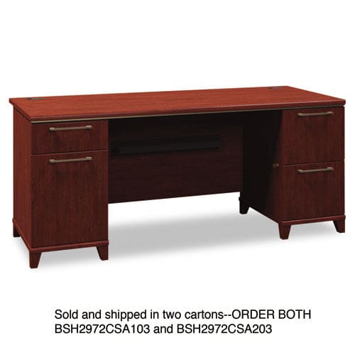 Bush Enterprise Collection Double Pedestal Desk 60 X 28.63 X 29.75 Harvest Cherry (box 1 Of 2) - Furniture - Bush®