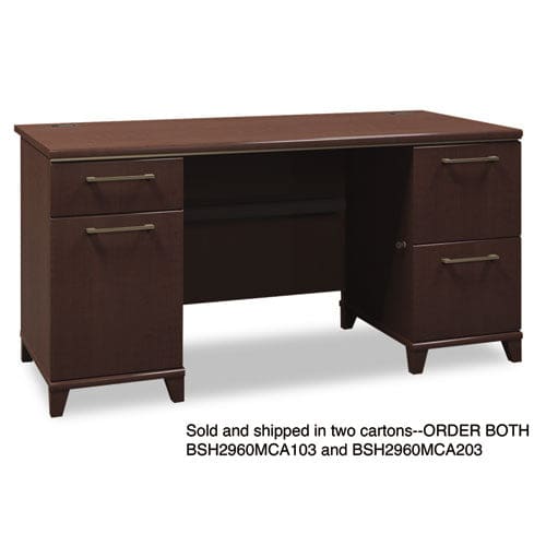 Bush Enterprise Collection Double Pedestal Desk 60 X 28.63 X 29.75 Harvest Cherry (box 1 Of 2) - Furniture - Bush®