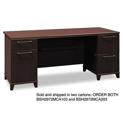 Bush Enterprise Collection Double Pedestal Desk 60 X 28.63 X 29.75 Harvest Cherry (box 2 Of 2) - Furniture - Bush®