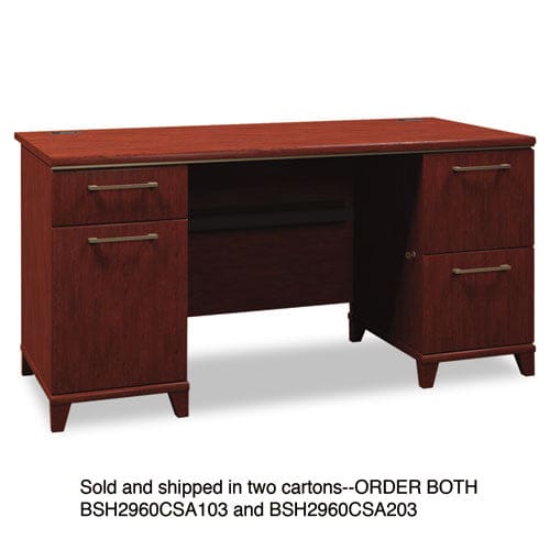 Bush Enterprise Collection Double Pedestal Desk 60 X 28.63 X 29.75 Harvest Cherry (box 2 Of 2) - Furniture - Bush®