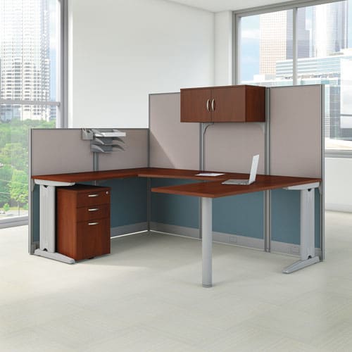 Bush Office In An Hour Collection L- Workstation 64.5 X 64.5 X 33 Hansen Cherry (box 2 Of 2) - Furniture - Bush®