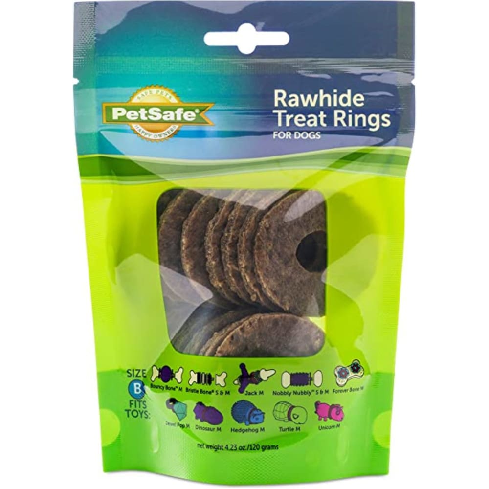 Busy Buddy Peanut Butter Flavor Rawhide Rings Dog Treat Medium Size B - Pet Supplies - Busy Buddy