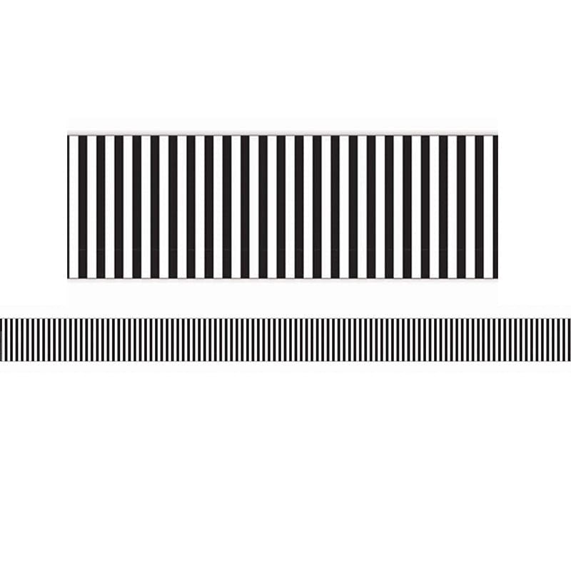 B&W Stripe Wide Diecut Deco Trim Simply Sassy (Pack of 10) - Border/Trimmer - Eureka