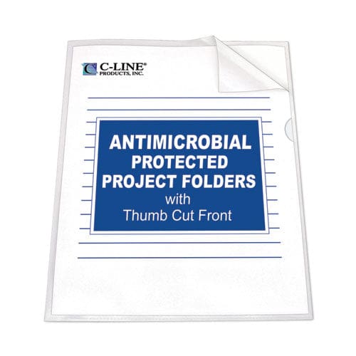 C-Line Antimicrobial Protected Poly Project Folders Letter Size Clear 25/box - School Supplies - C-Line®