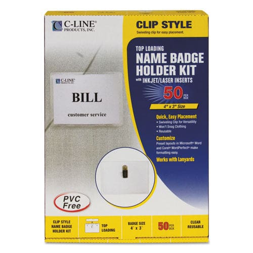 C-Line Name Badge Kits Top Load 4 X 3 Clear 50/box - Office - C-Line®